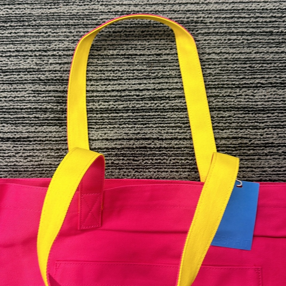 🔥🔥🔥NEW Esprit Pink Yellow Tote Shoulder Bag - Picture 3 of 6